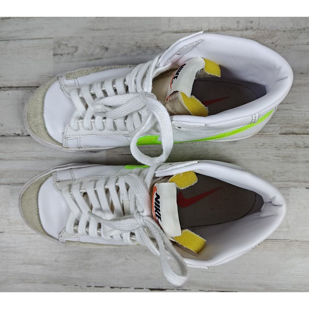 NIKE Blazer Mid 77 Essential Women's Sneakers Size 6.5 White And Volt Colorway - Picture 5 of 8
